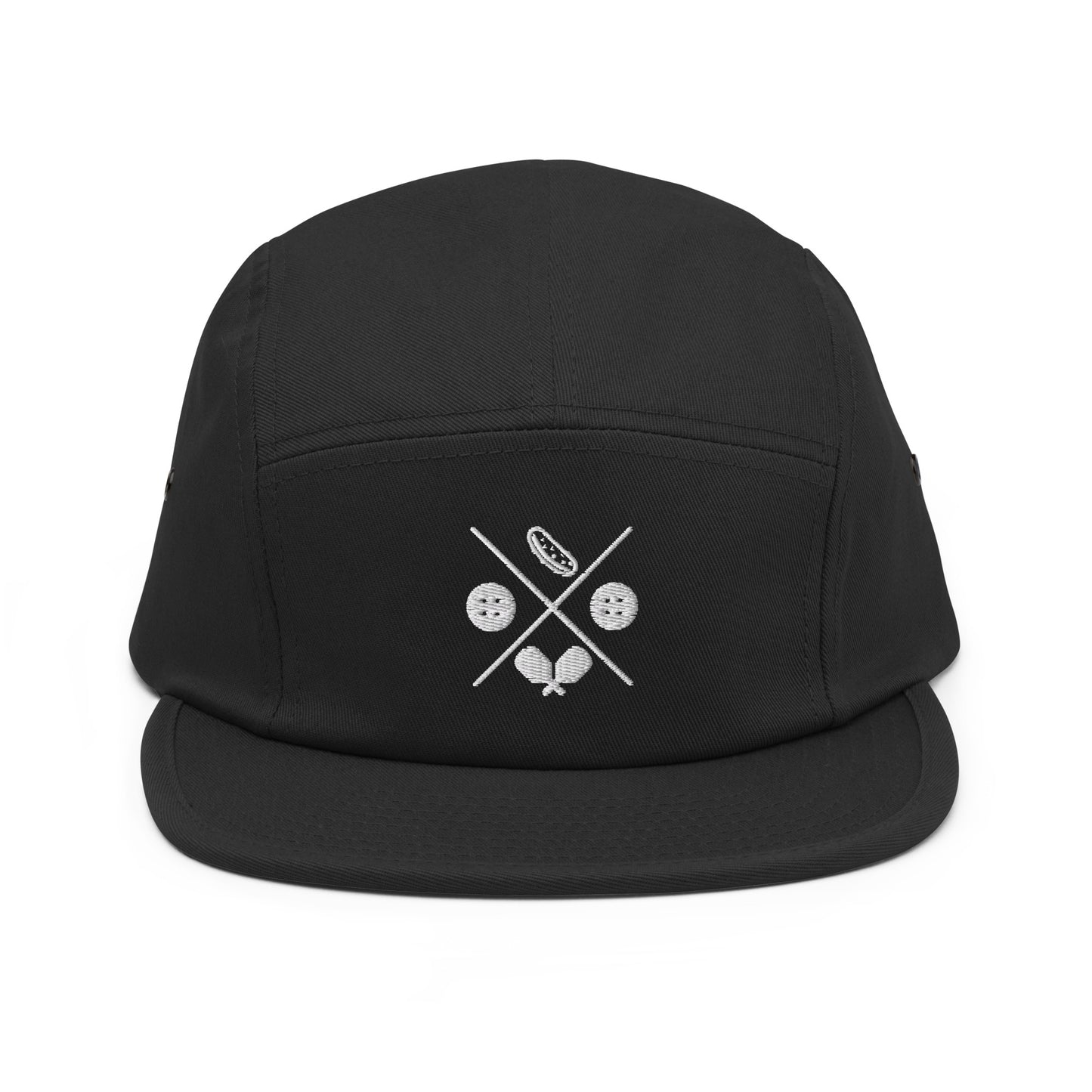 Pickle-ball Hat, white design on front-black hat