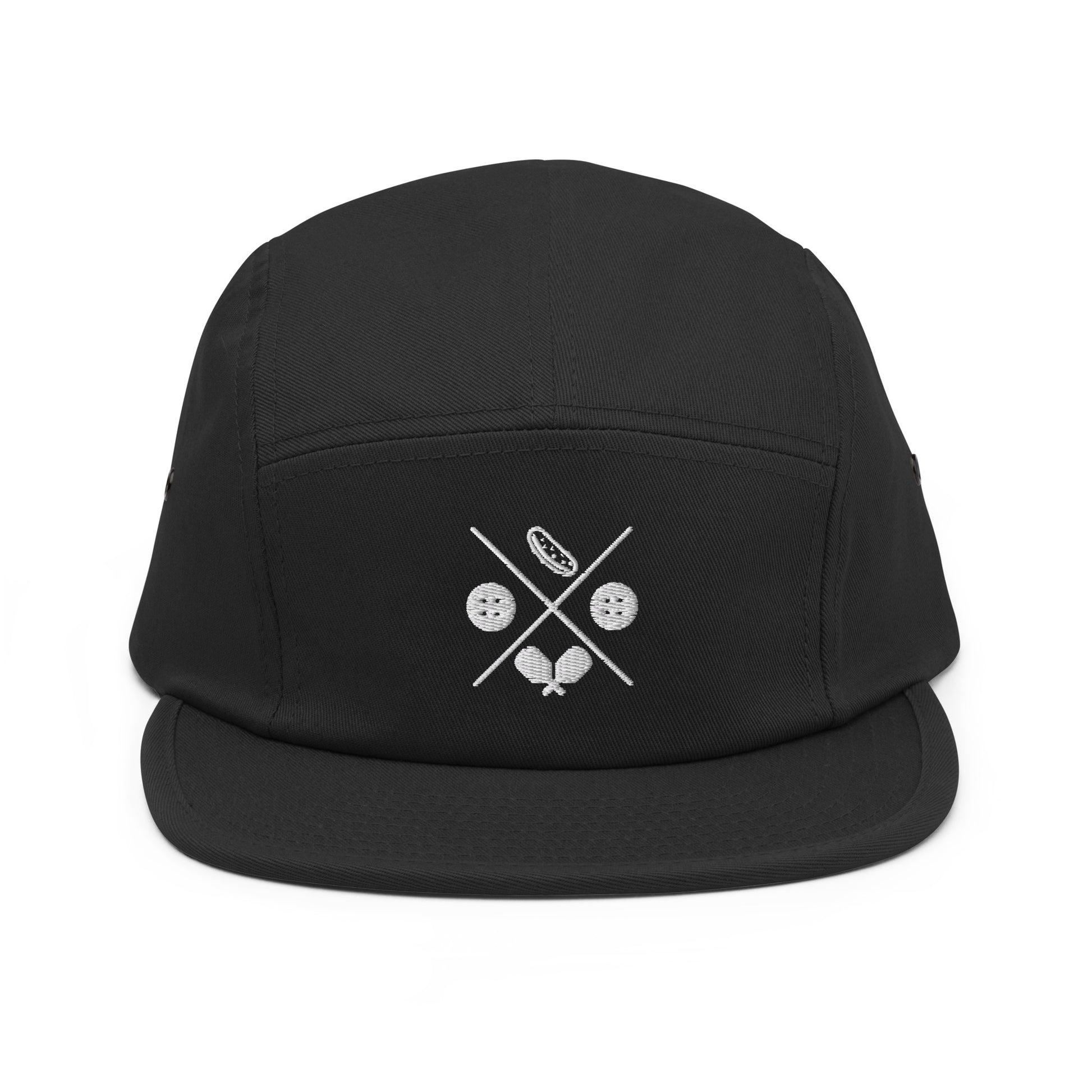 Pickle-ball Hat, white design on front-black hat