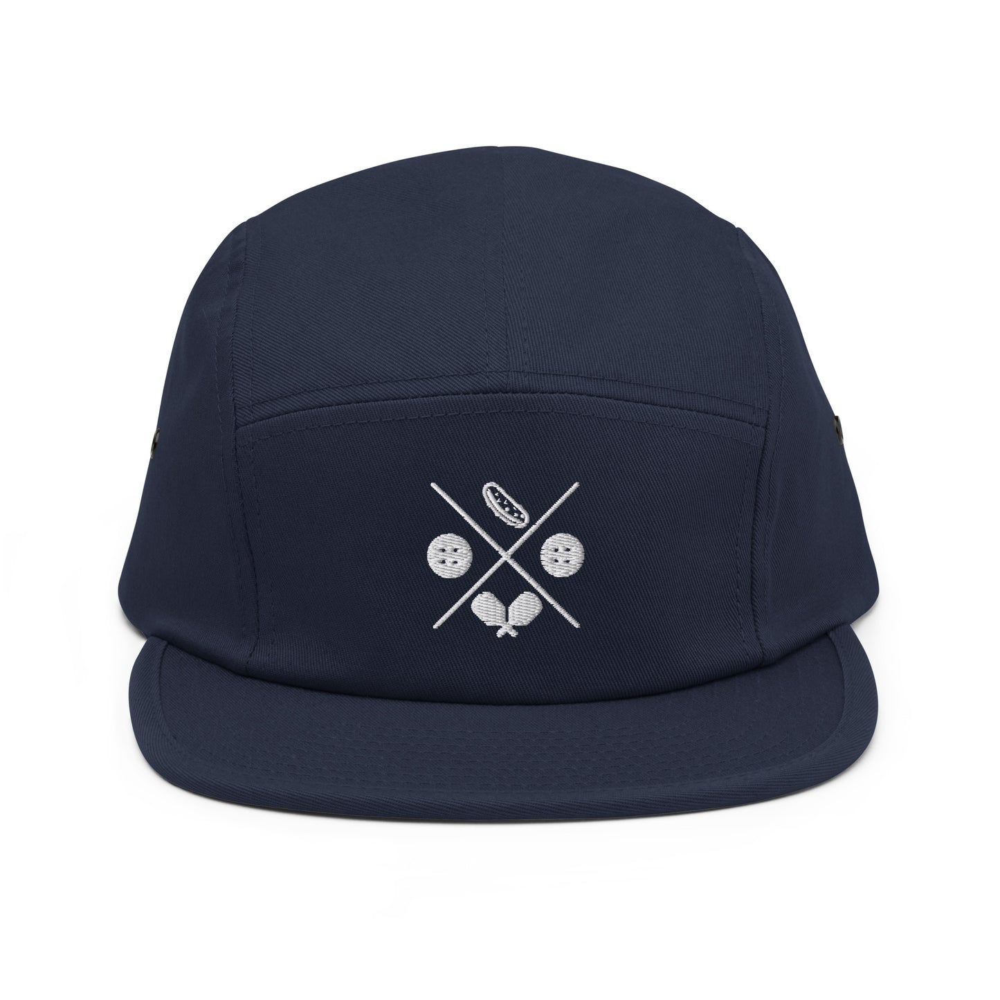 Pickle-ball Hat, white design on front-navy hat