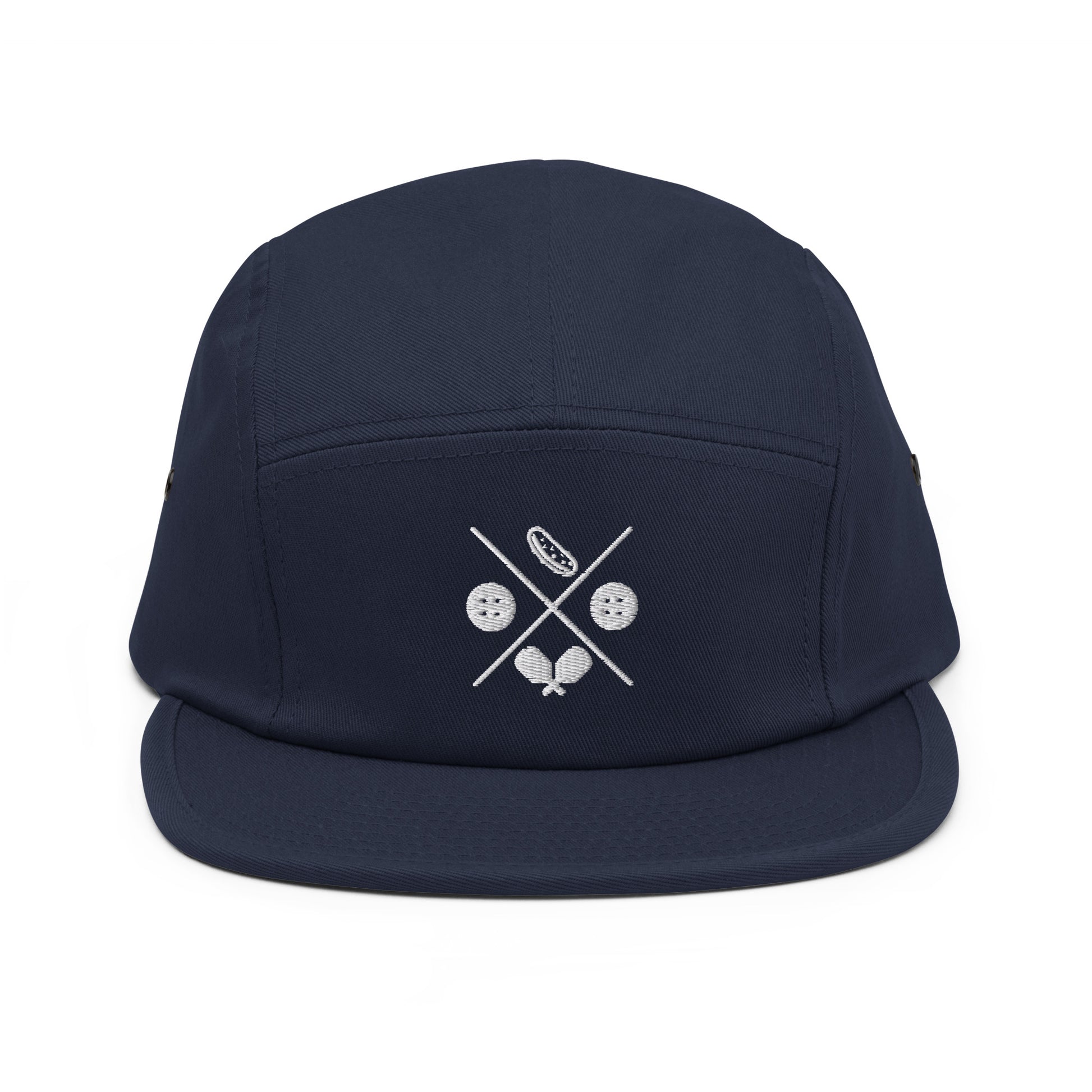 Pickle-ball Hat, white design on front-navy hat