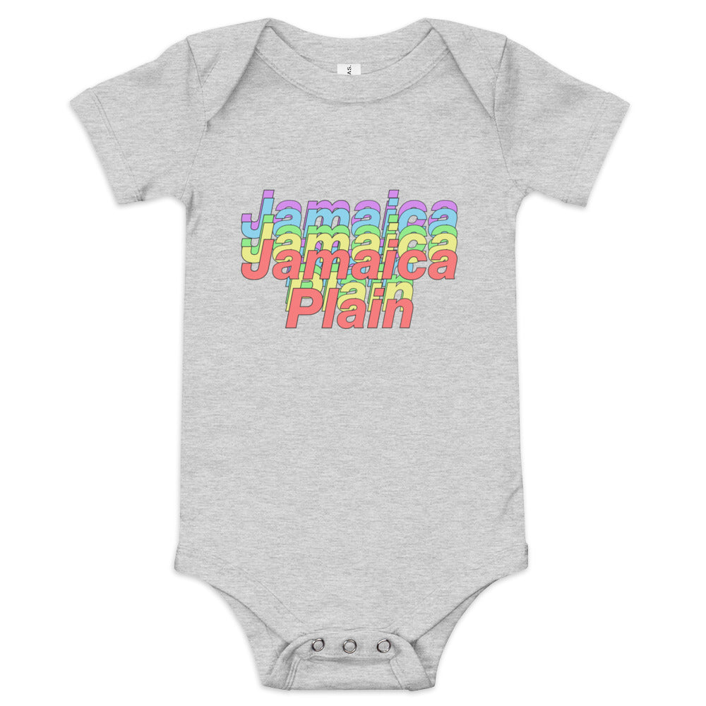 Rainbows over Jamaica Plain, Boston Baby Onesie, grey