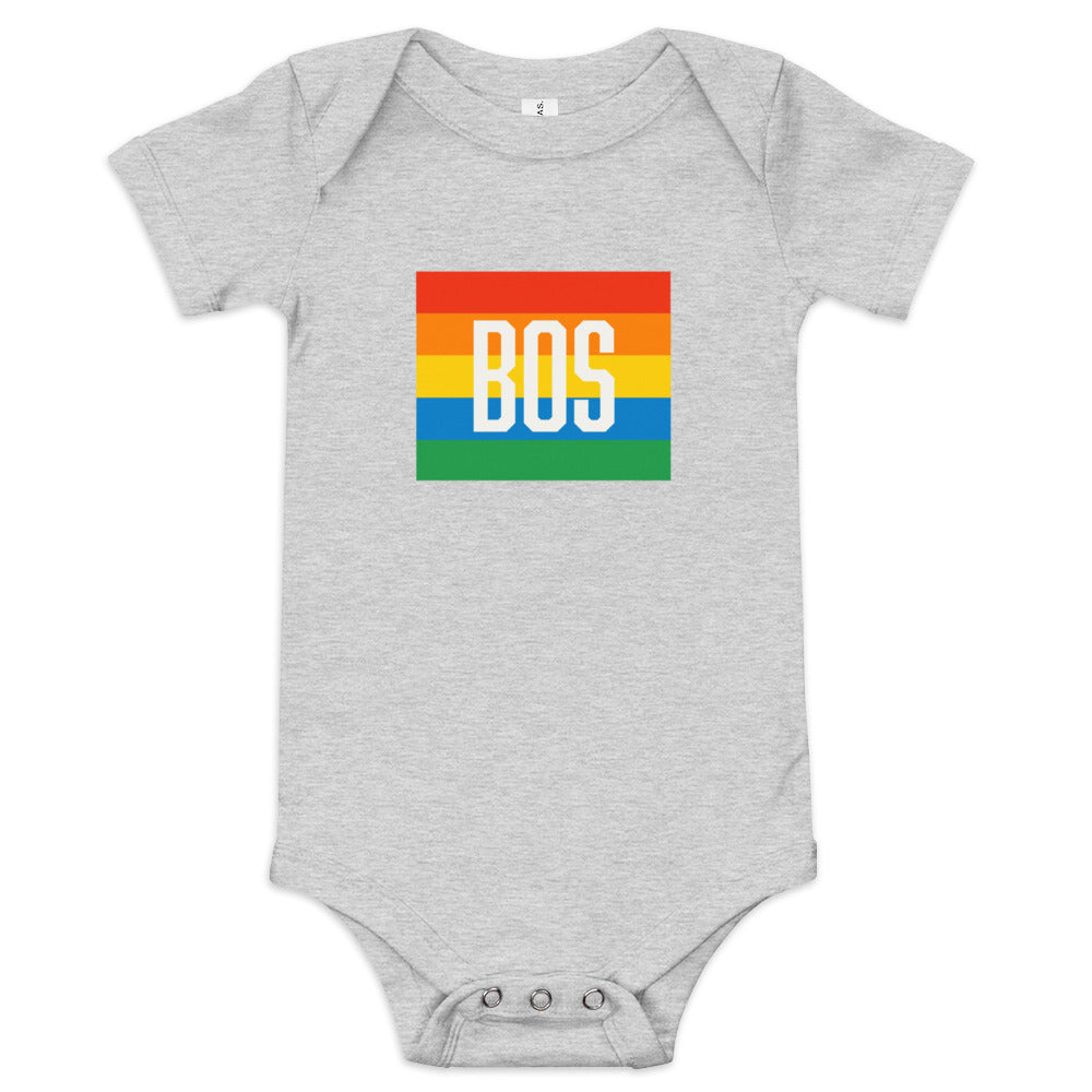 Boston "BOS" Pride Rainbow Baby Onesie - grey