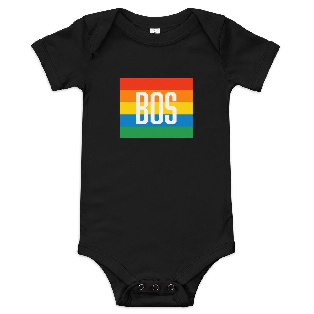 Boston "BOS" Pride Rainbow Baby Onesie - black