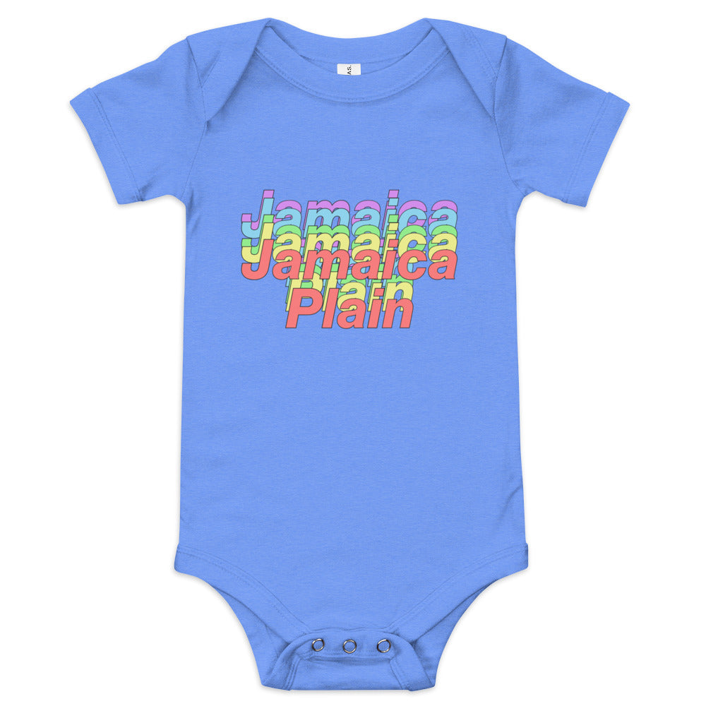 Rainbows over Jamaica Plain, Boston Baby Onesie, blue