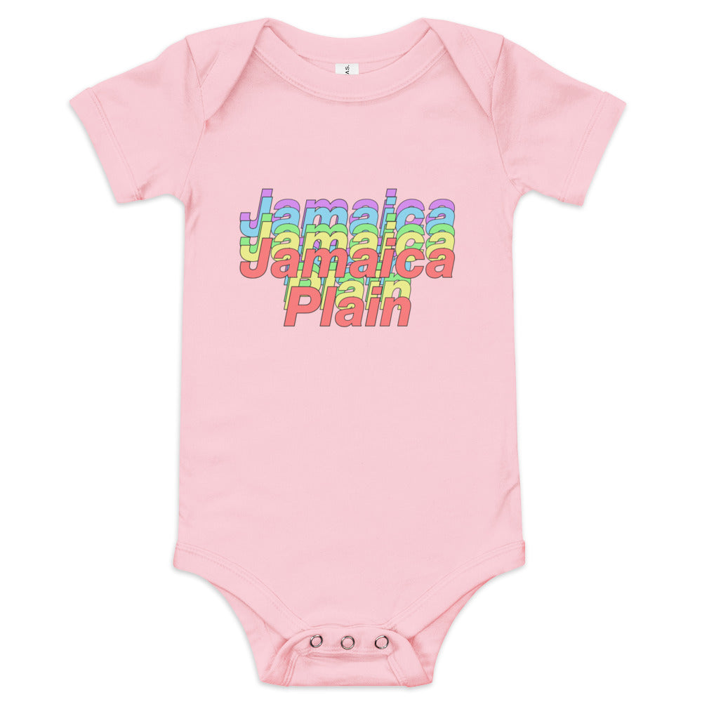 Rainbows over Jamaica Plain, Boston Baby Onesie, pink
