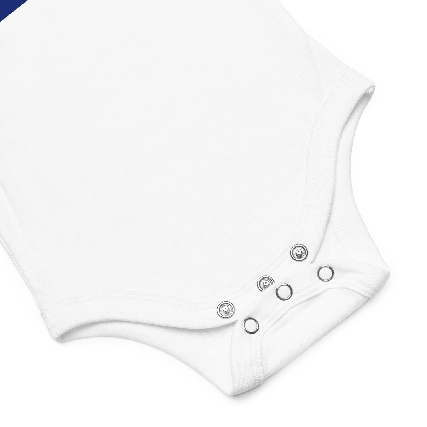 Boston "BOS" Baby Onesie - white, showcasing the snap bottom
