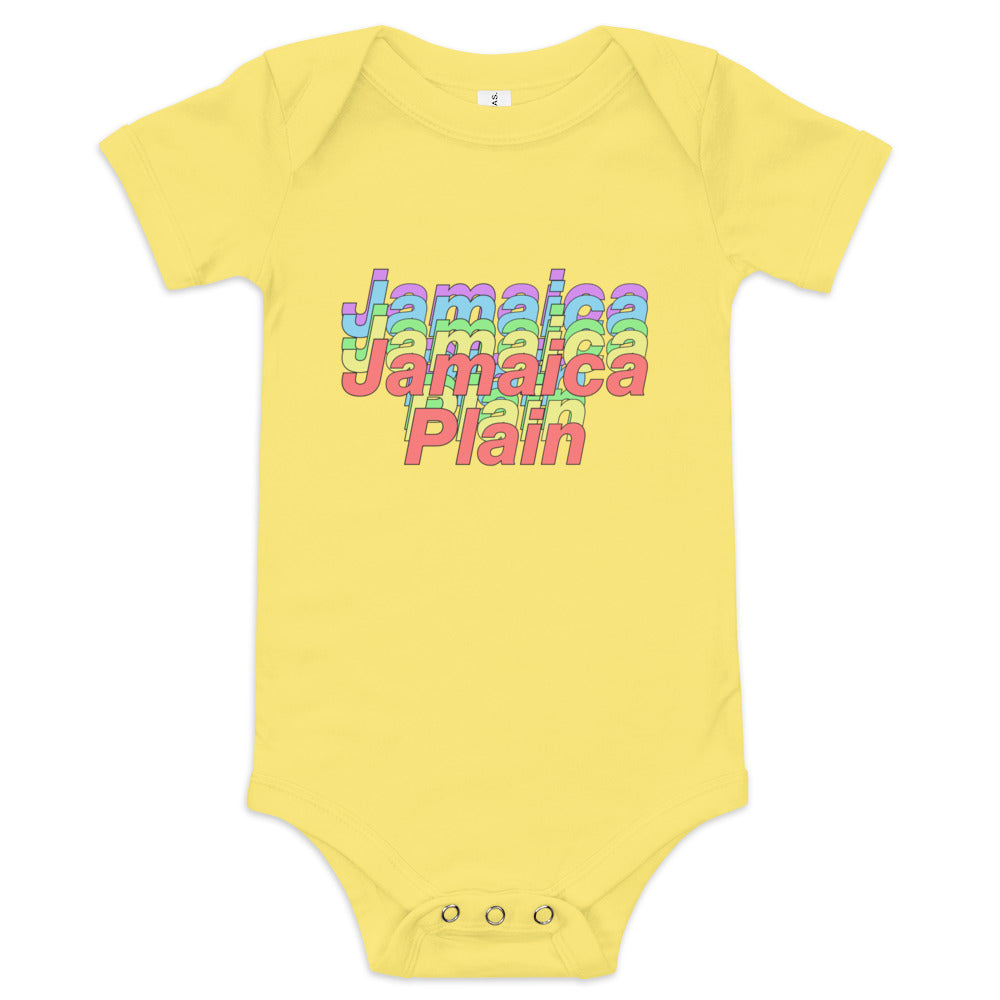 Rainbows over Jamaica Plain, Boston Baby Onesie, yellow