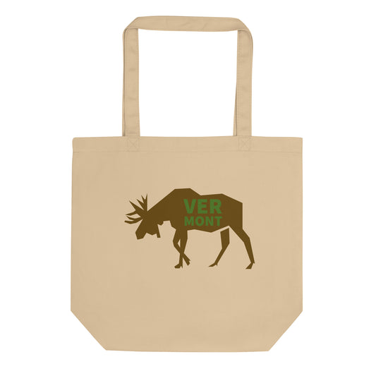 Tote Bag with the text VERMONT on top of a moose