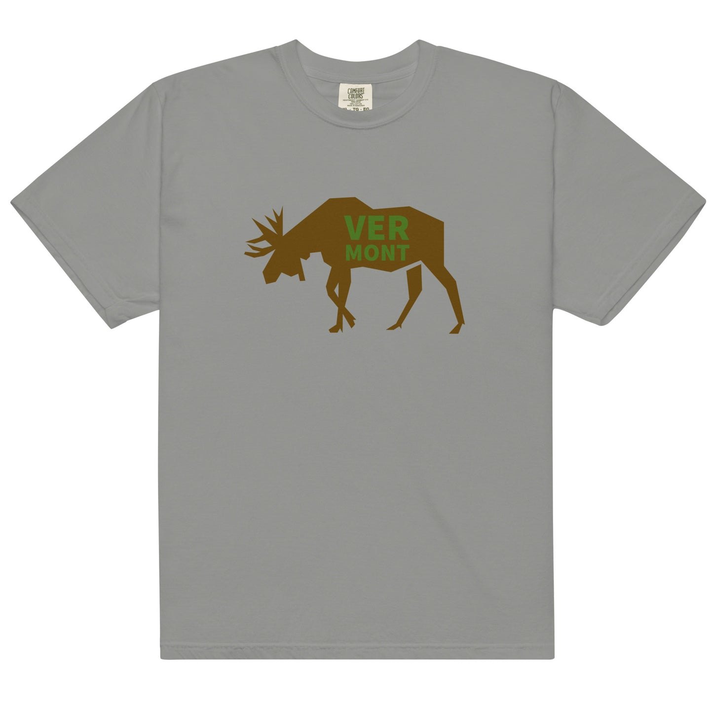 light grey t-shirt with the text VERMONT on top of a moose