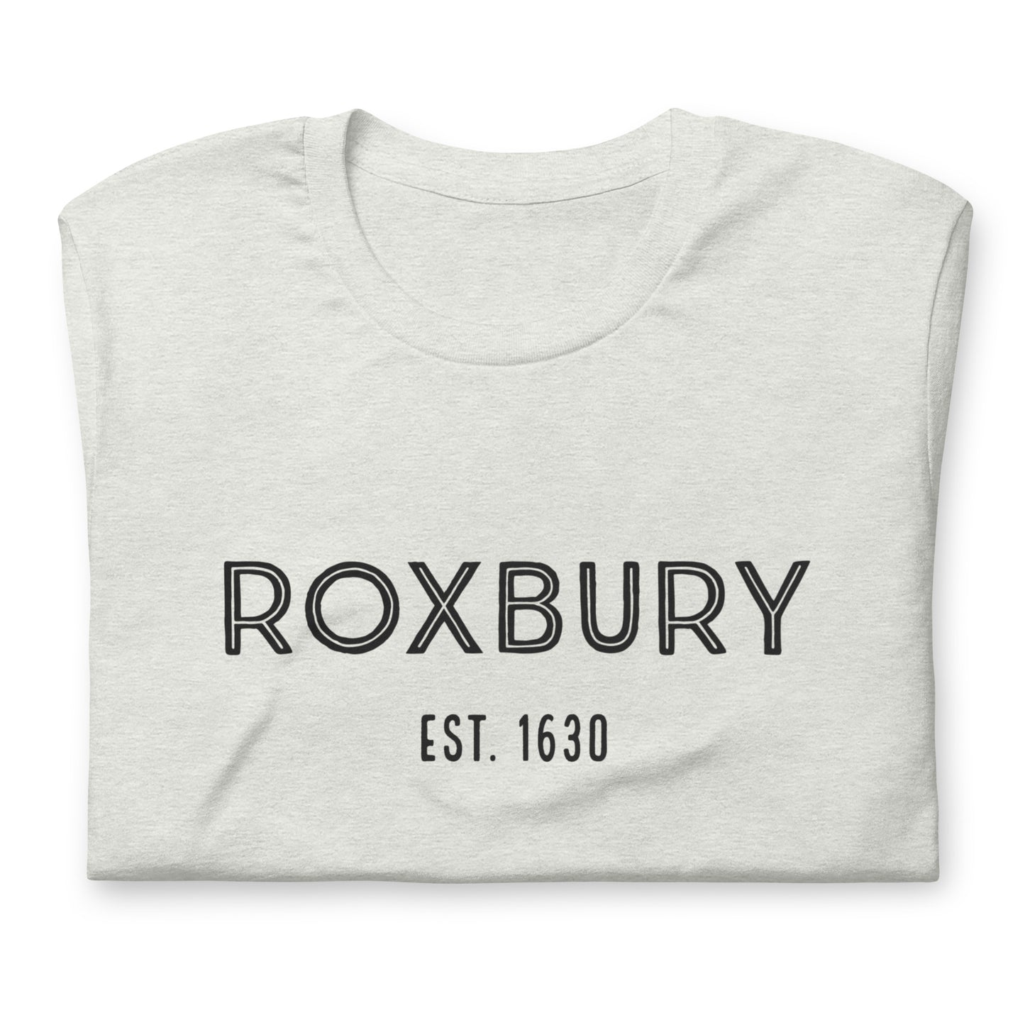Roxbury t shirt, based on the neighborhood in Boston, MA; white