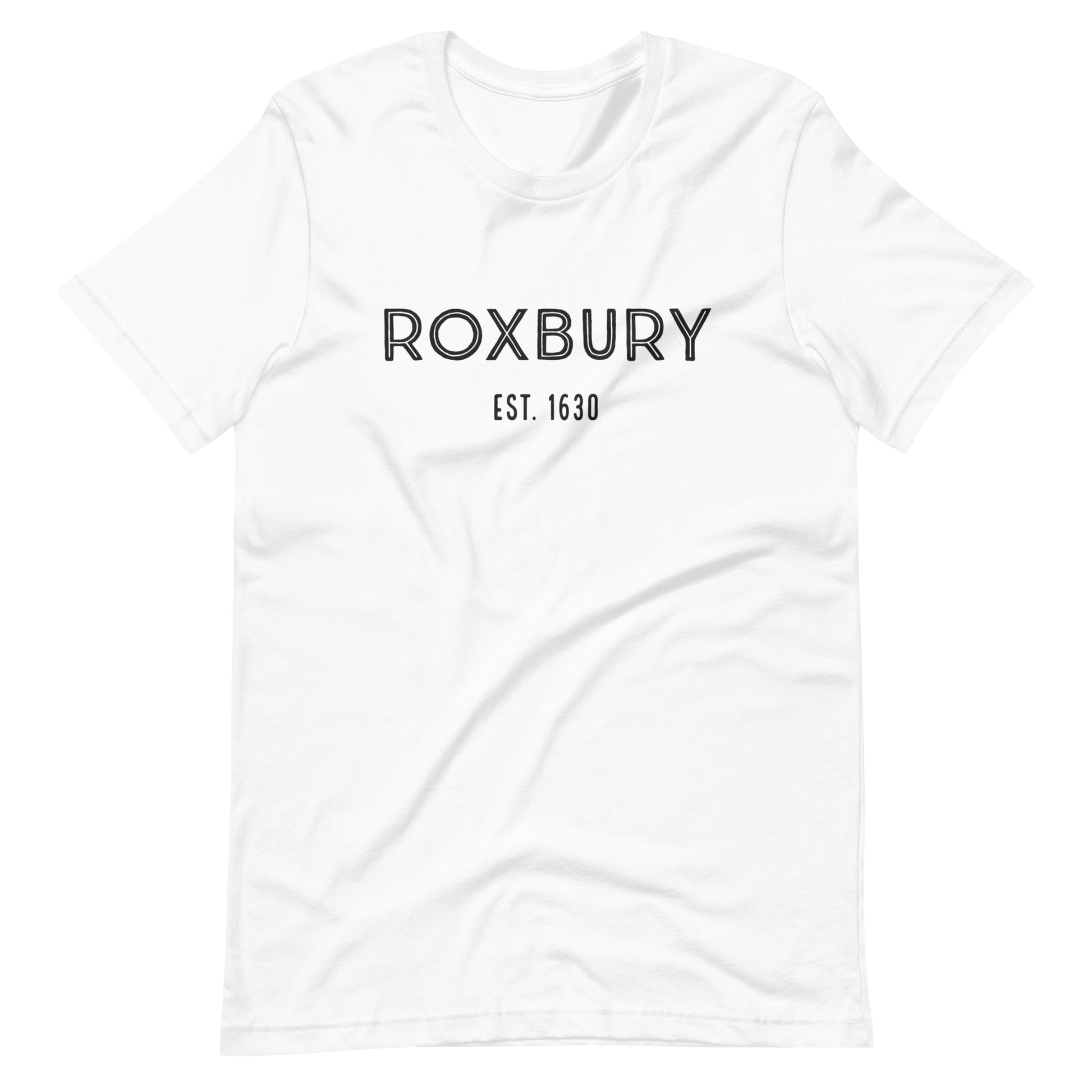 Roxbury t shirt, based on the neighborhood in Boston, MA; white