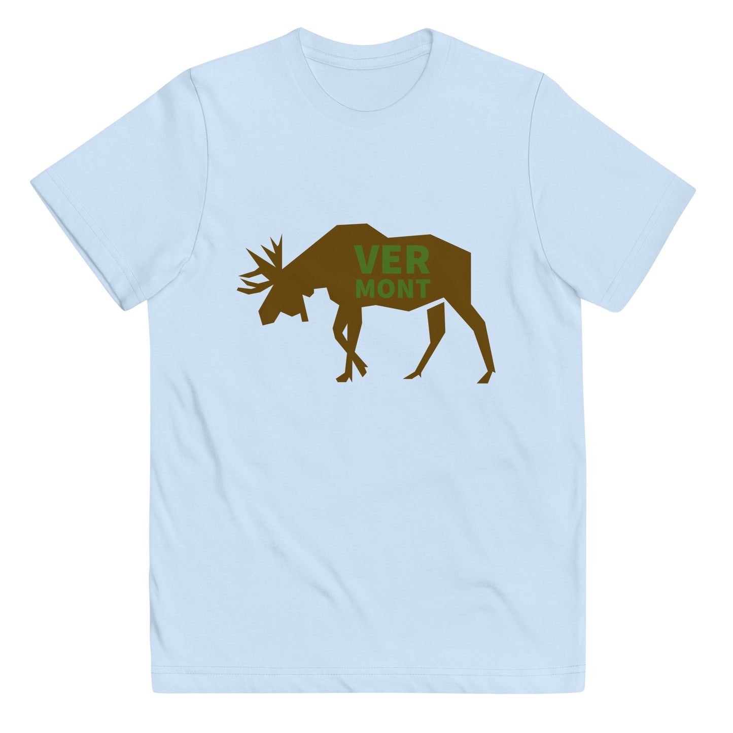 light blue t-shirt with the text VERMONT on top of a moose