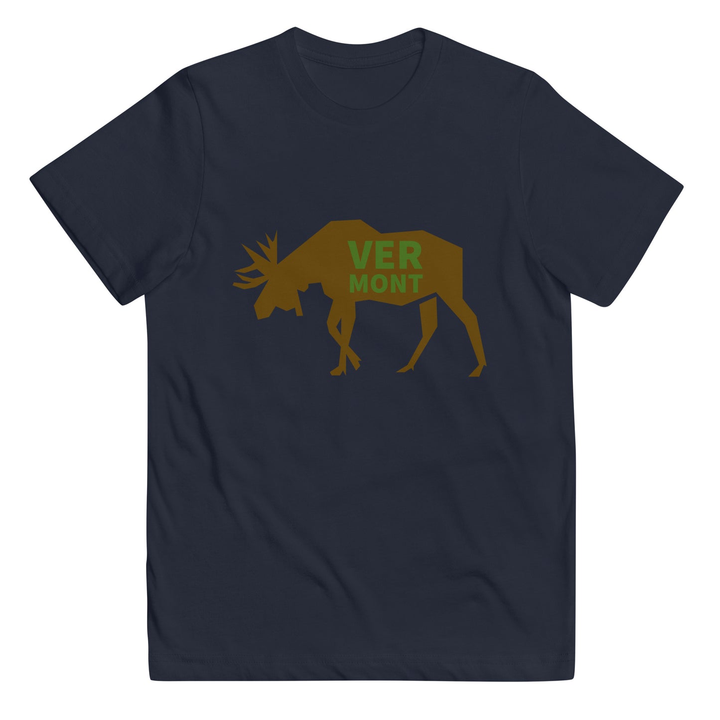 navy t-shirt with the text VERMONT on top of a moose