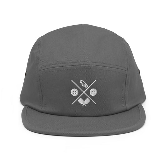 Grey Pickle-ball Hat, white design on front