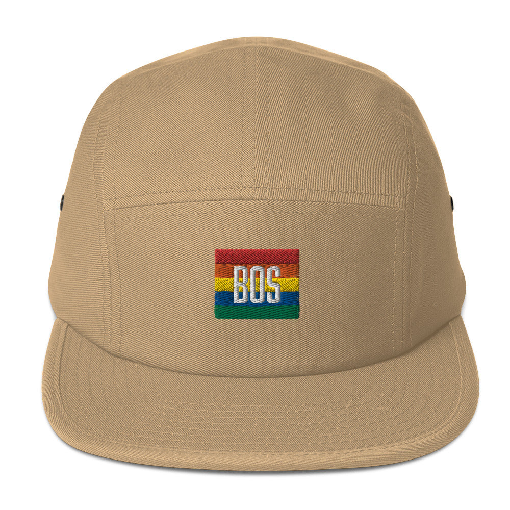 Boston "BOS" Pride Five Panel Hat, khaki