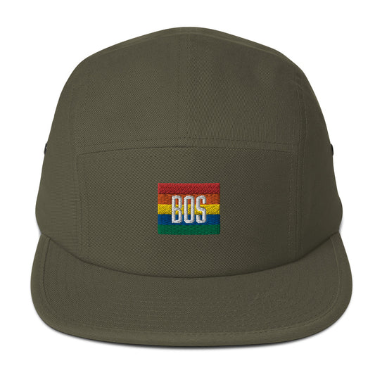 Boston "BOS" Pride Five Panel Hat, olive green
