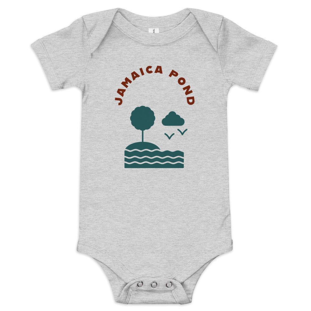 Jamaica Pond, Boston MA Baby Onesie, grey