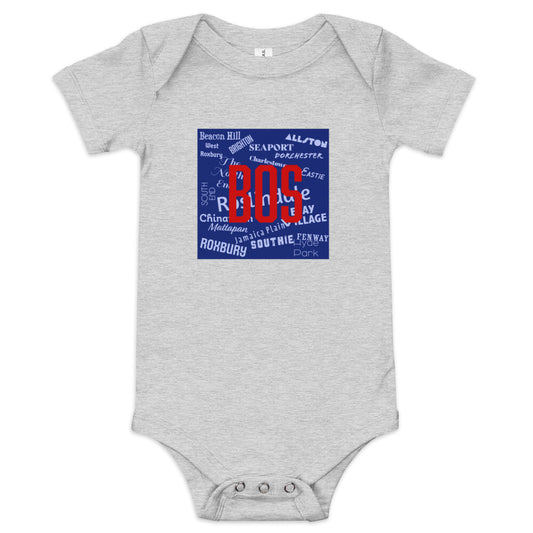 Neighborhoods of Boston Baby Onesie -grey