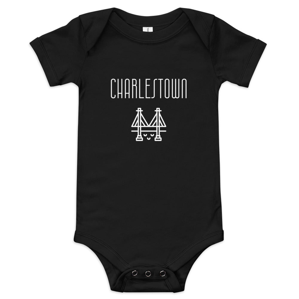 Charlestown, Boston MA suspension bridge baby onesie, black