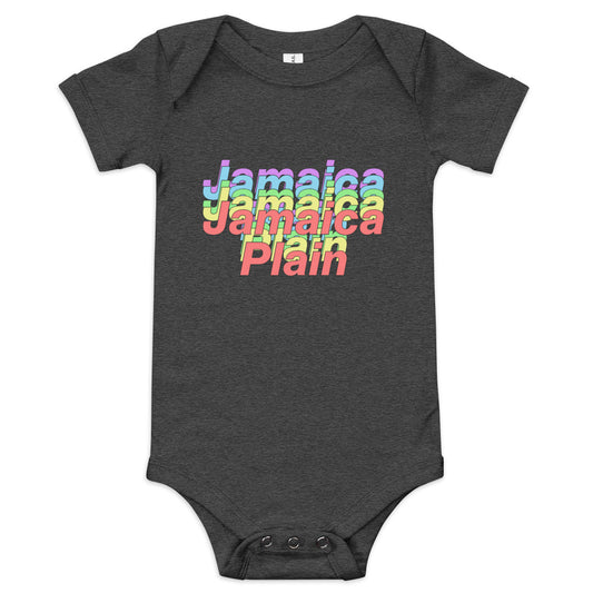 Rainbows over Jamaica Plain, Boston Baby Onesie, dark grey