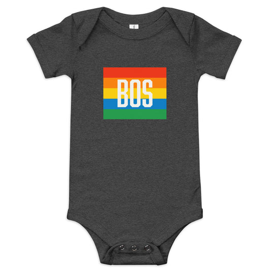 Boston "BOS" Pride Rainbow Baby Onesie - dark grey