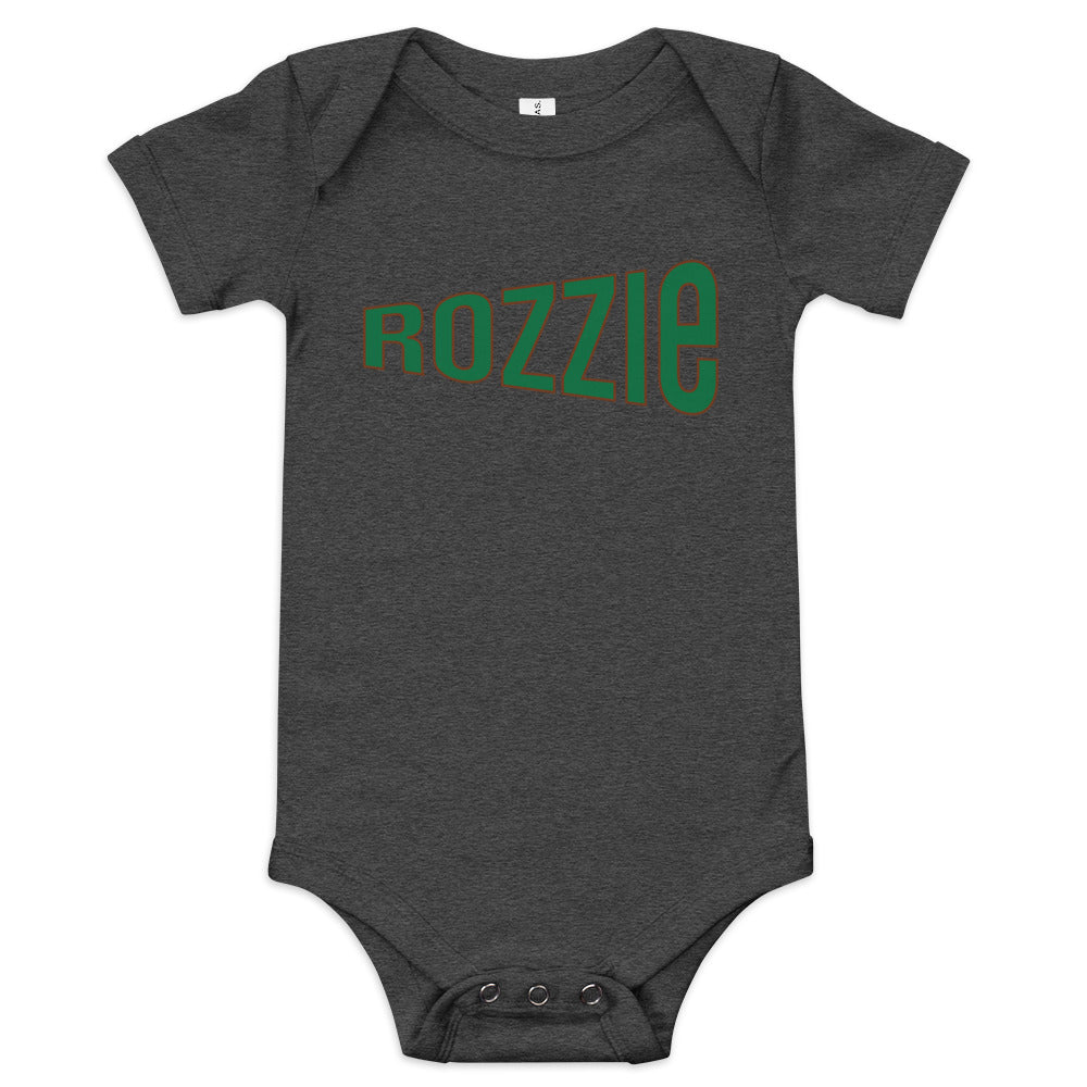 Rozzie baby onesie, Roslindale neighborhood, Boston MA