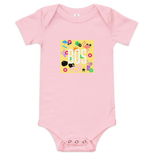 Boston "BOS" Baby Summer Onesie -pink