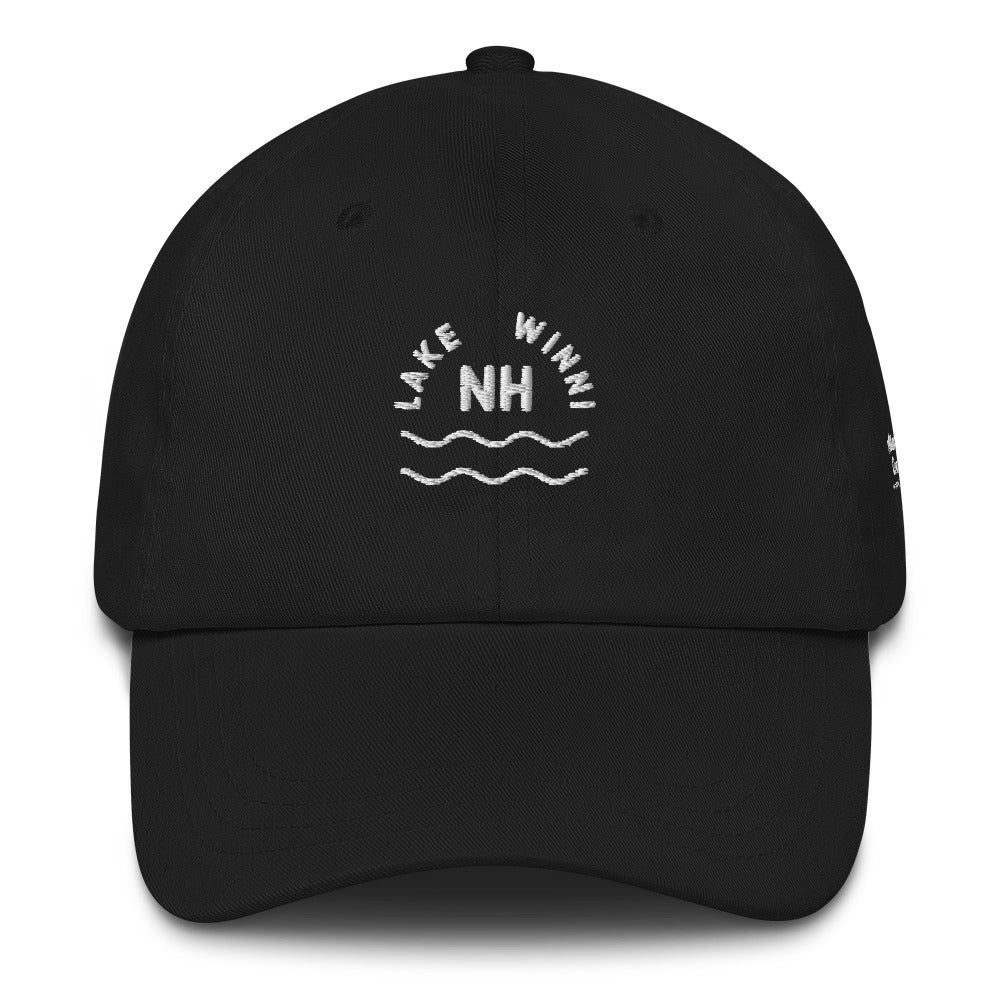 "Lake Winni" Lake Winnipesaukee dad hat, black