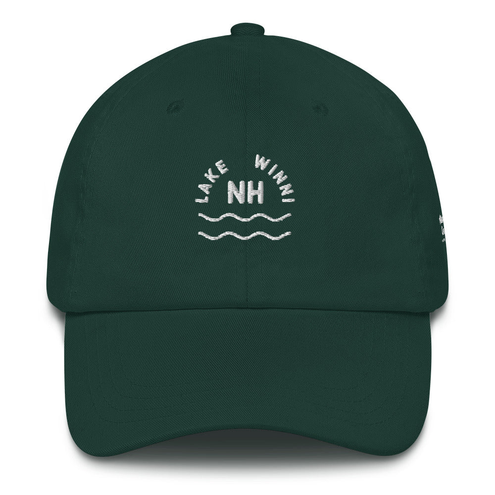 "Lake Winni" Lake Winnipesaukee dad hat, green