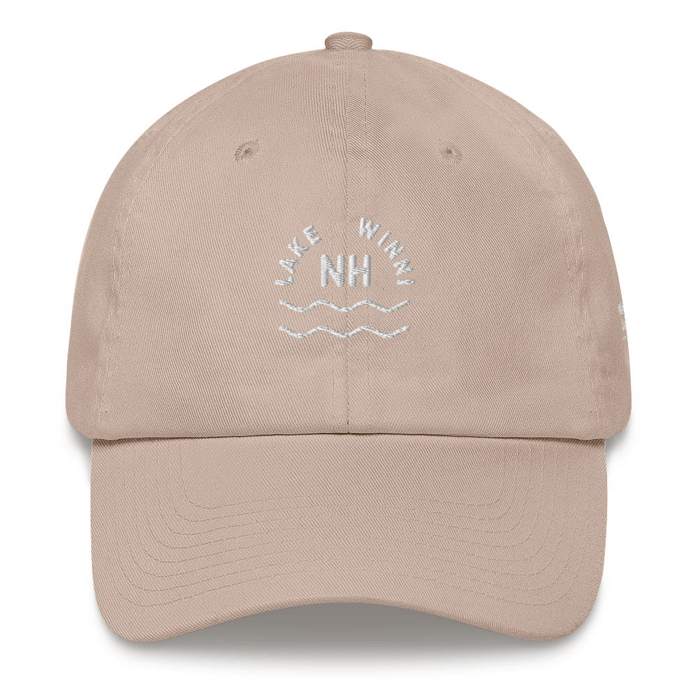 "Lake Winni" Lake Winnipesaukee dad hat, sand