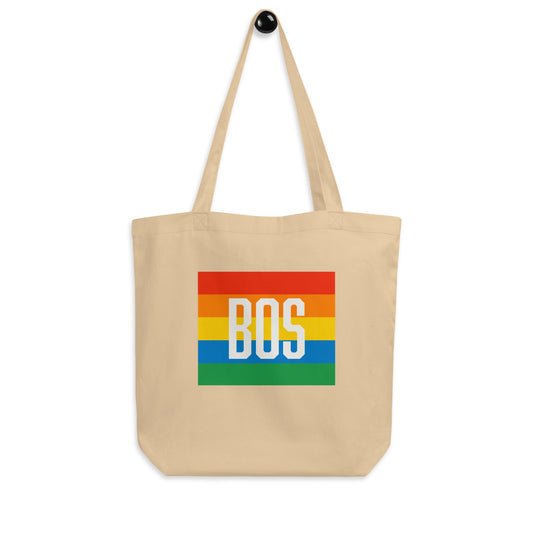 Boston "BOS" Pride Rainbow Tote Bag