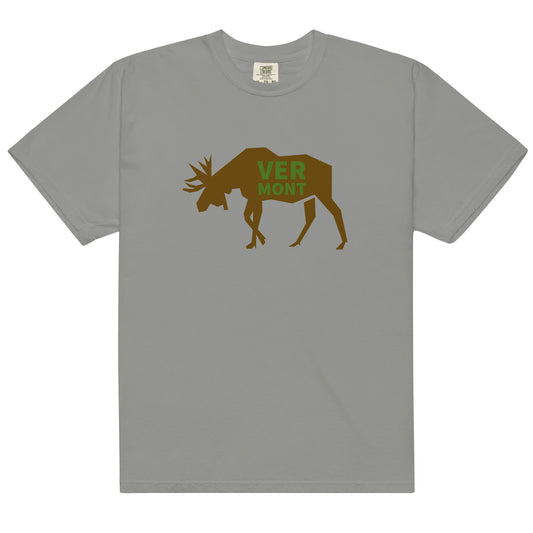 light grey t-shirt with the text VERMONT on top of a moose