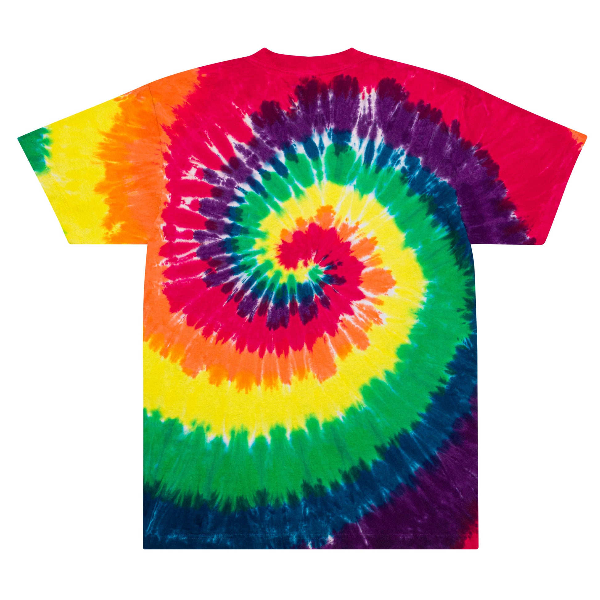 PRIDE rainbow tie-dye shirt, view of back