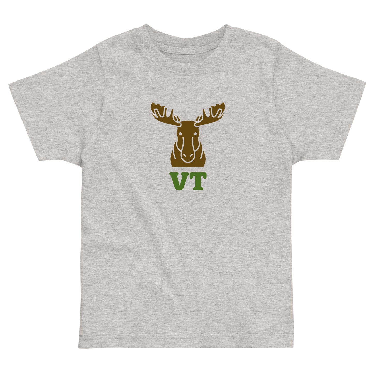 light grey t-shirt with the text VT on top of a moose head