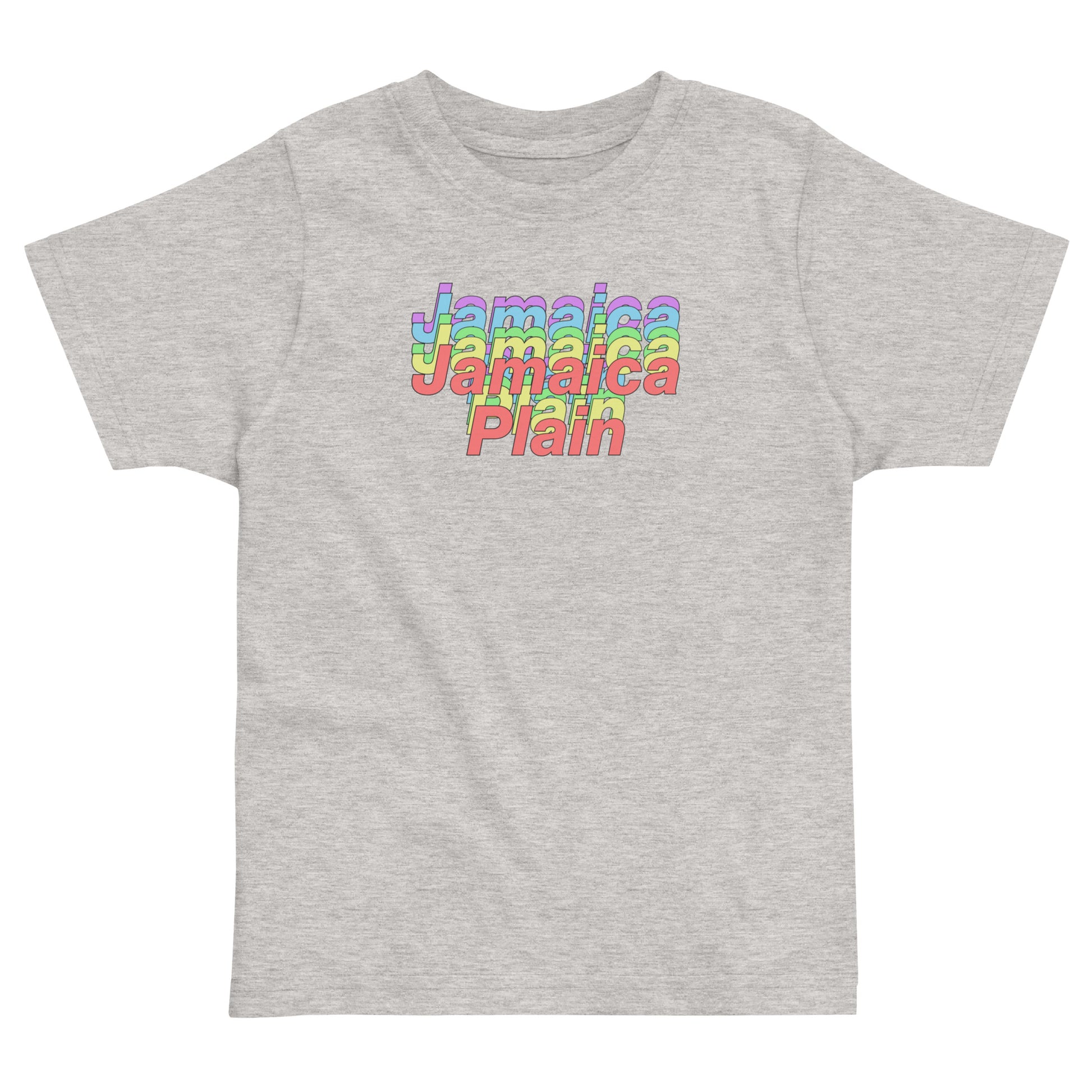 Rainbows in Jamaica Plain, Boston t shirt, toddler size, grey