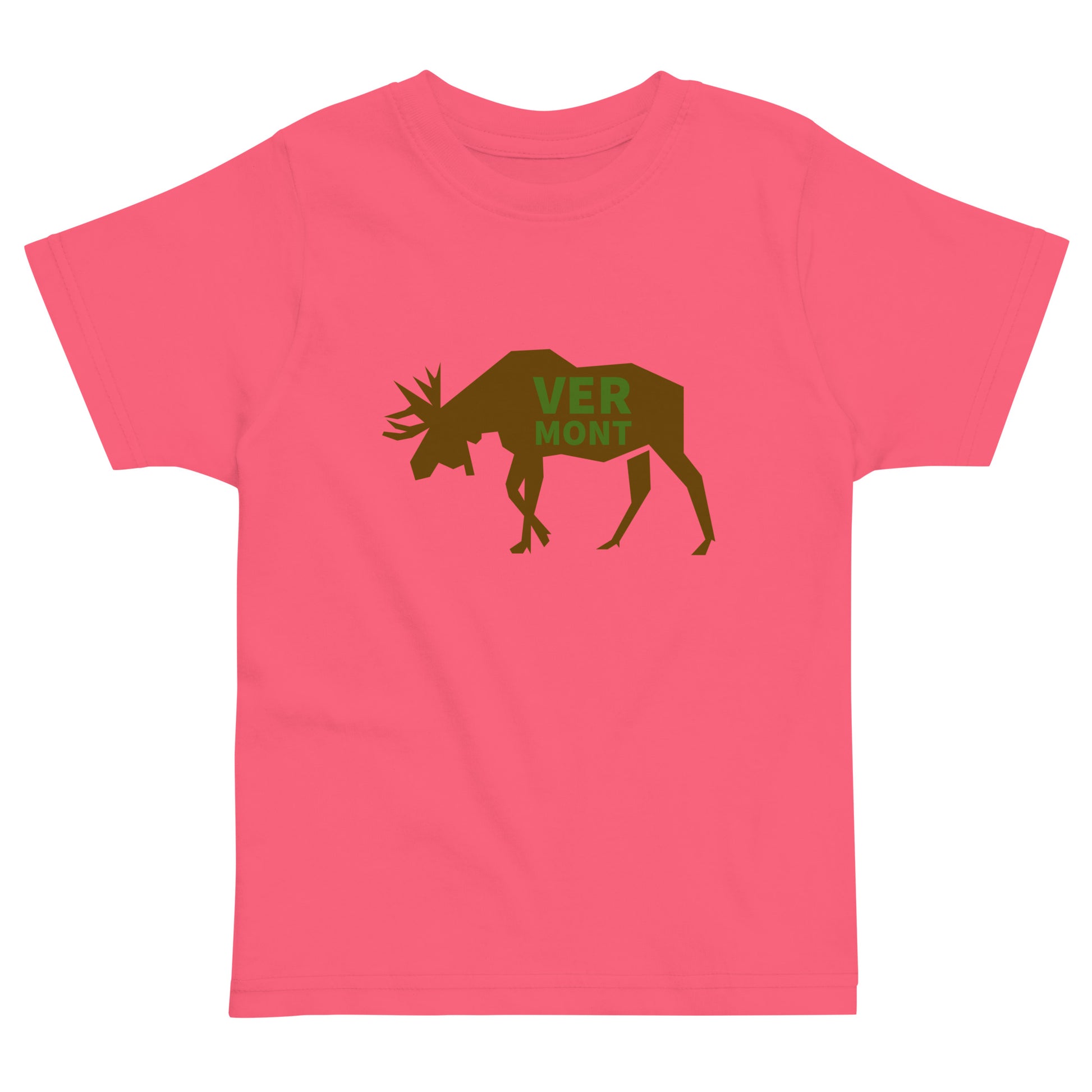 pink t-shirt with the text VERMONT on top of a moose