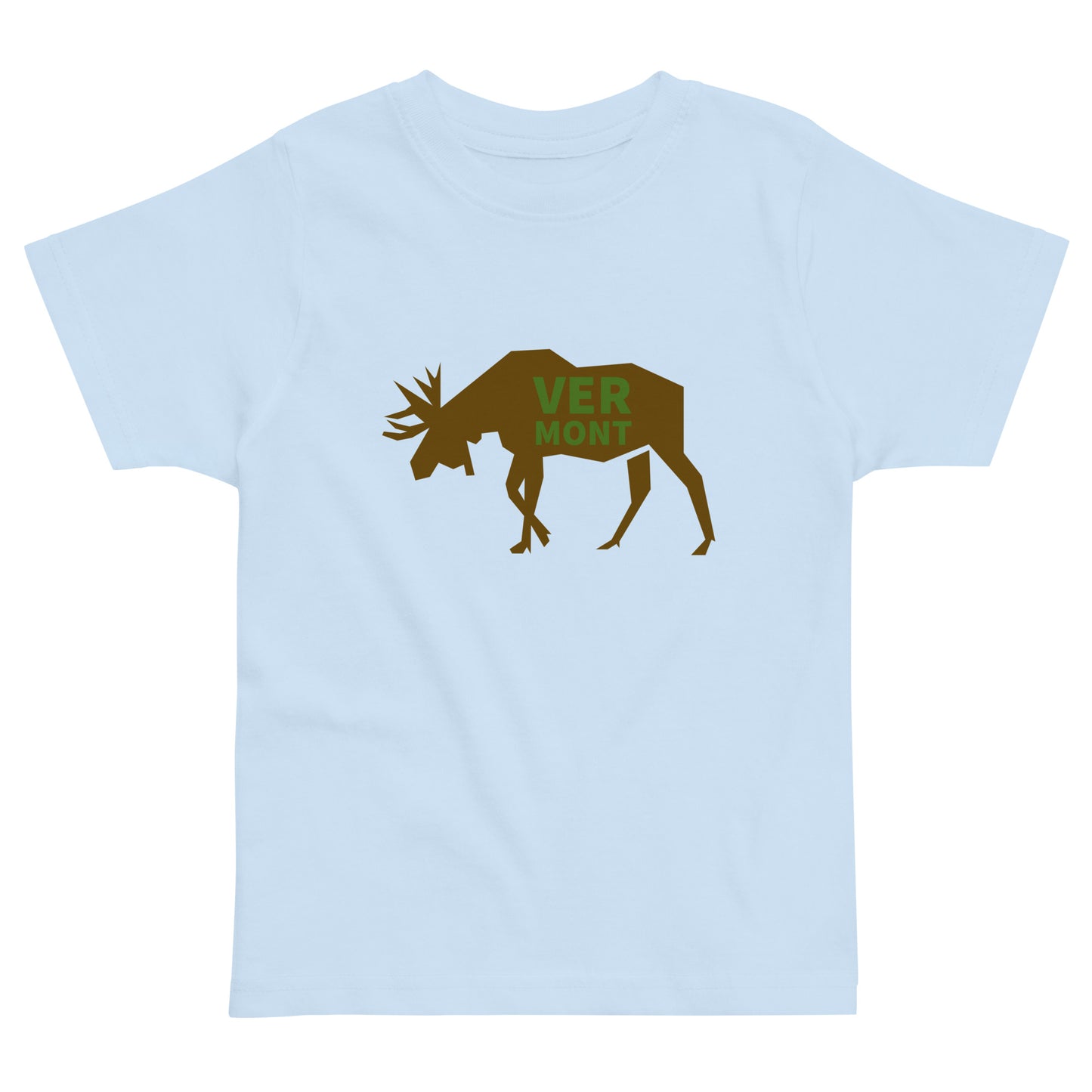 light blue t-shirt with the text VERMONT on top of a moose