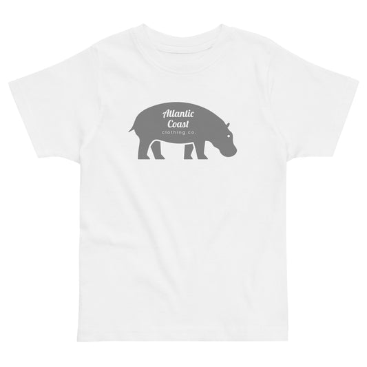 grey hippo on a white shirt, atlantic coast clothing company, boston ma