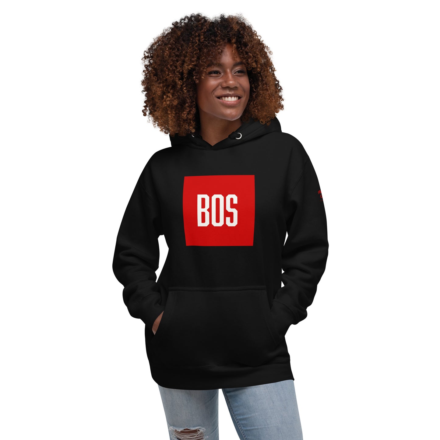 Boston "BOS" Hoodie - black, on model