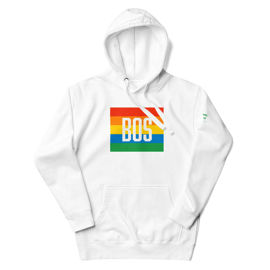 Boston "BOS" Hoodie, pride rainbow- white