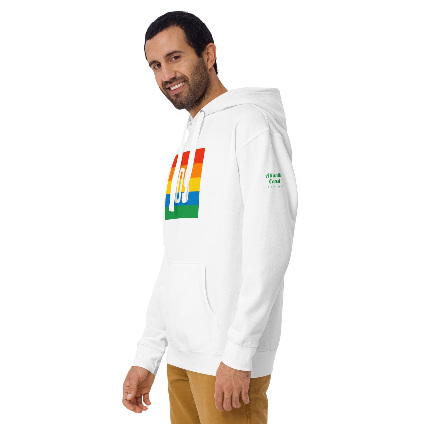 Boston "BOS" Hoodie, pride rainbow- white