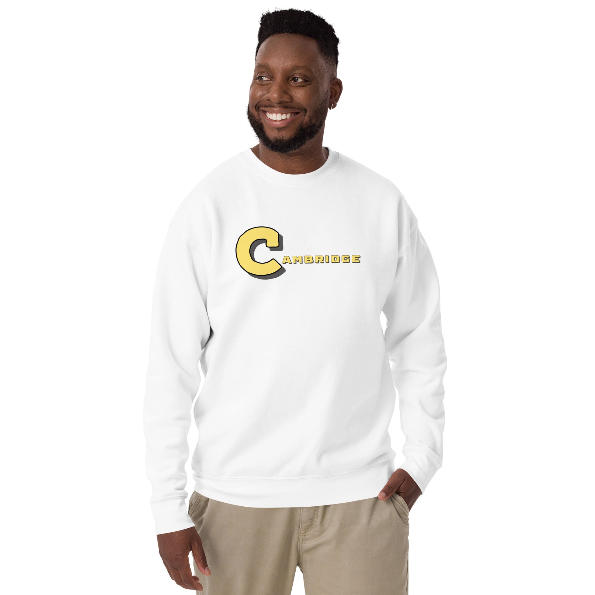 Cambridge crew neck sweatshirt, Cambridge, MA; white