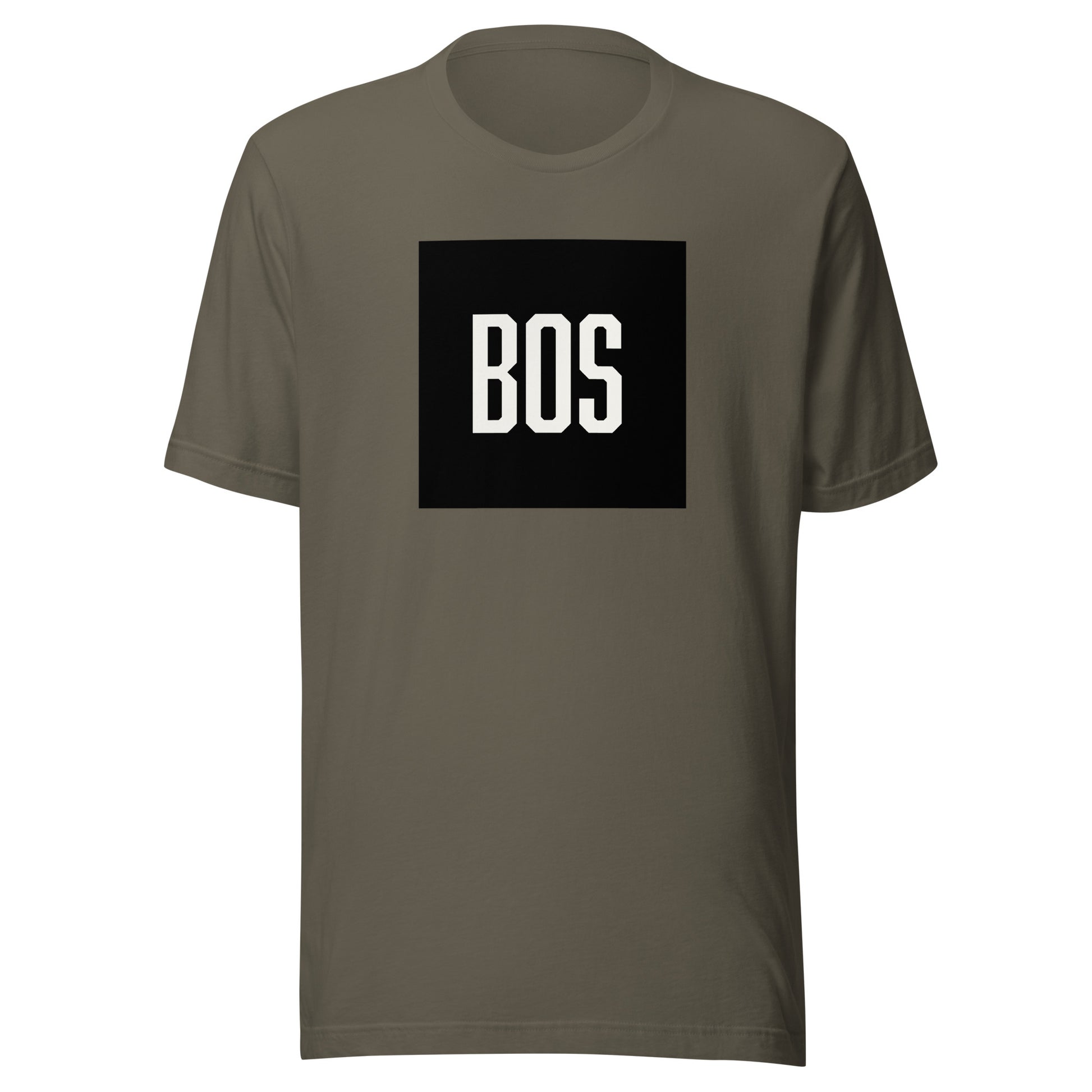 Boston "BOS" t shirt, army green, view of front