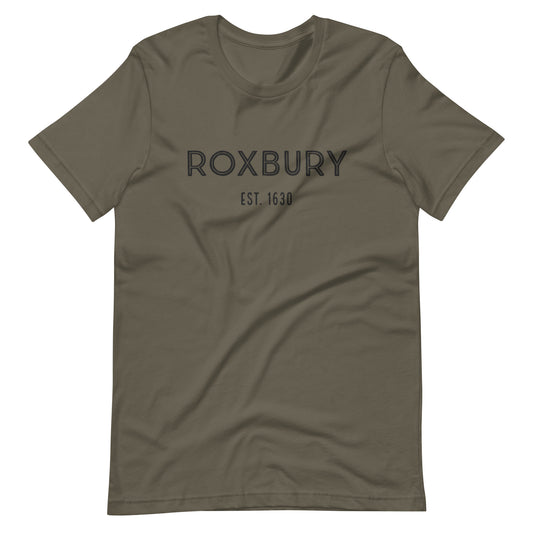 Roxbury t shirt, based on the neighborhood in Boston, MA; green