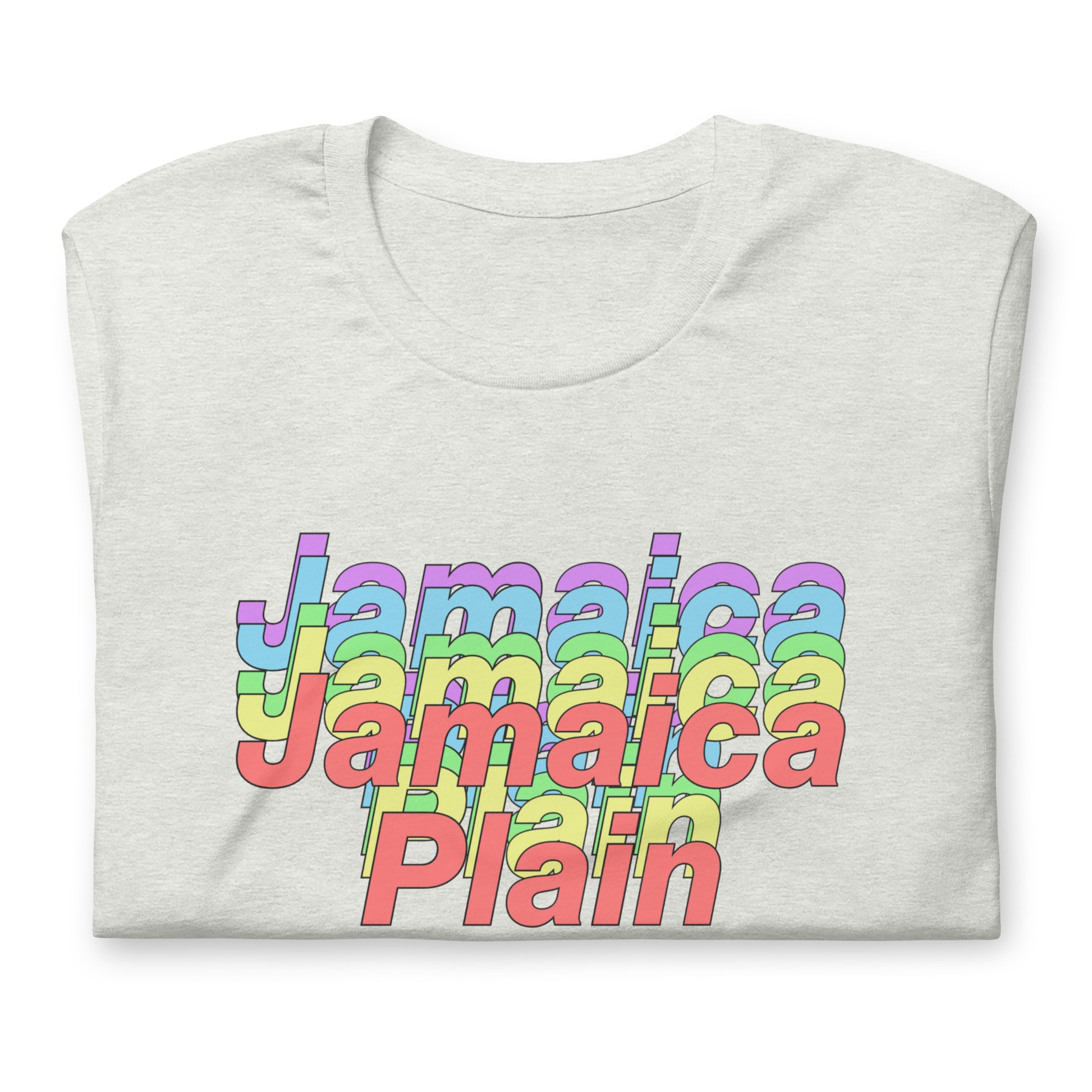 Jamaica Plain, Boston MA t shirt, grey, folded