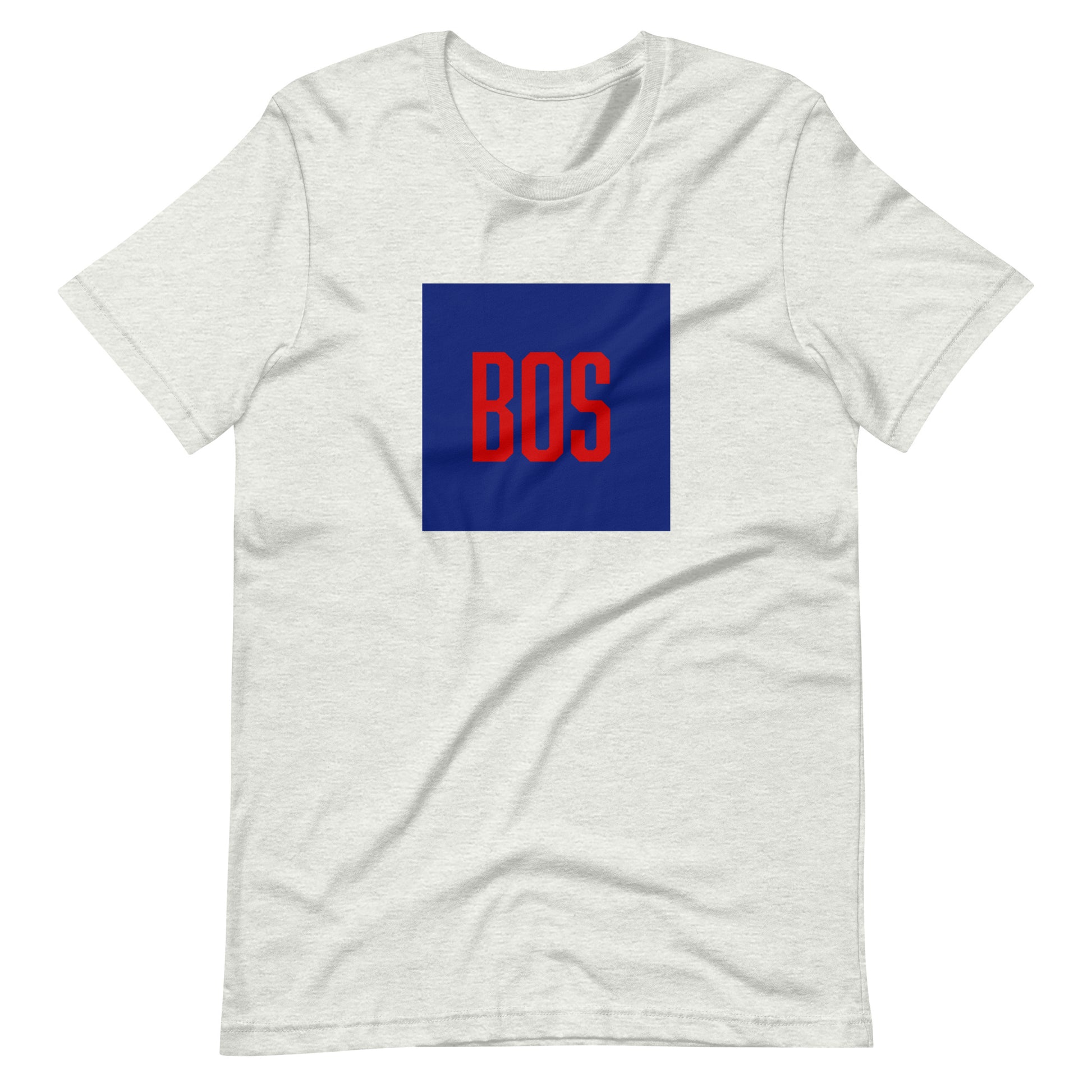 Boston t shirt with "BOS" abbreviation, ash grey