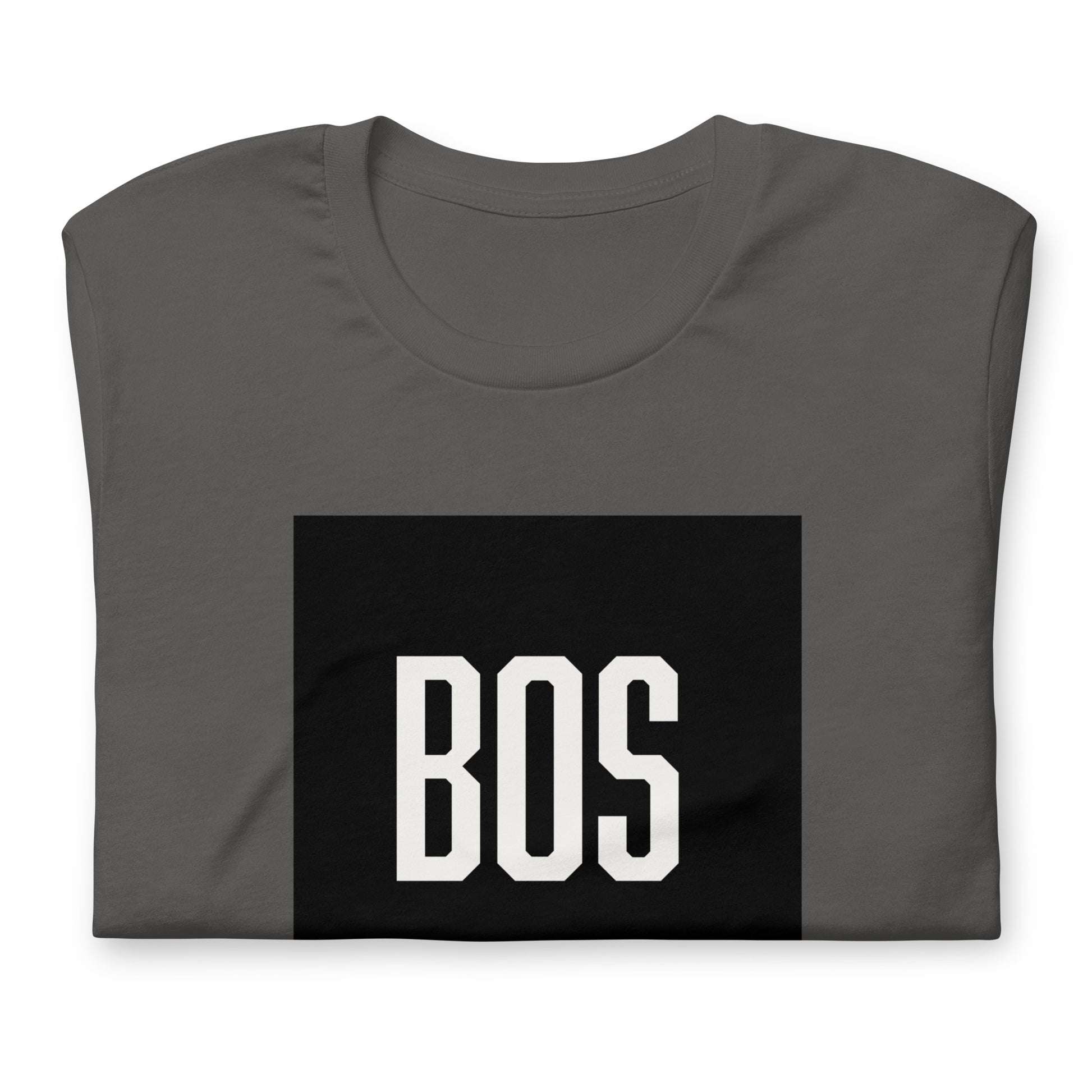 Boston "BOS" t shirt, asphalt grey, folded, front view