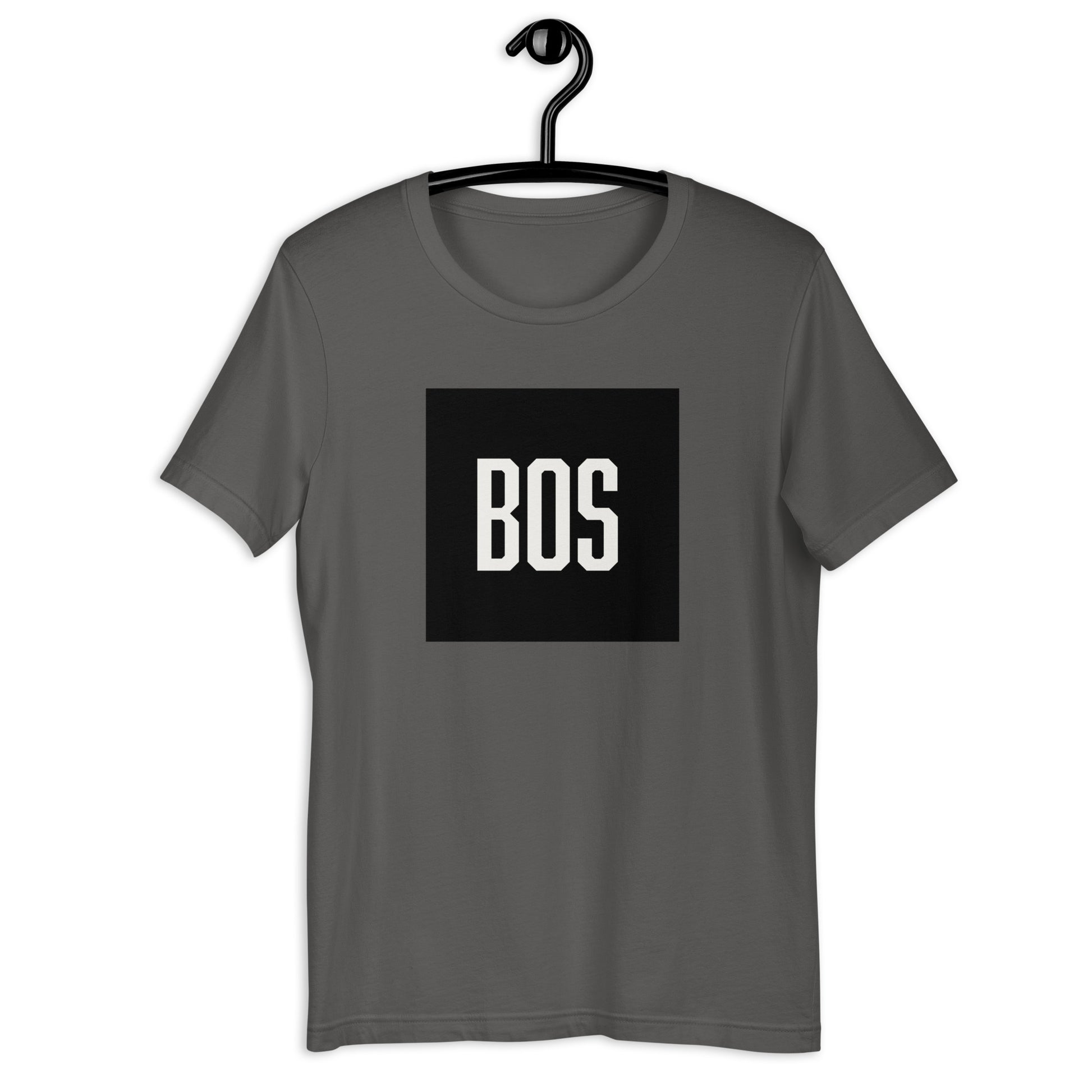 Boston "BOS" t shirt, asphalt grey, on hanger