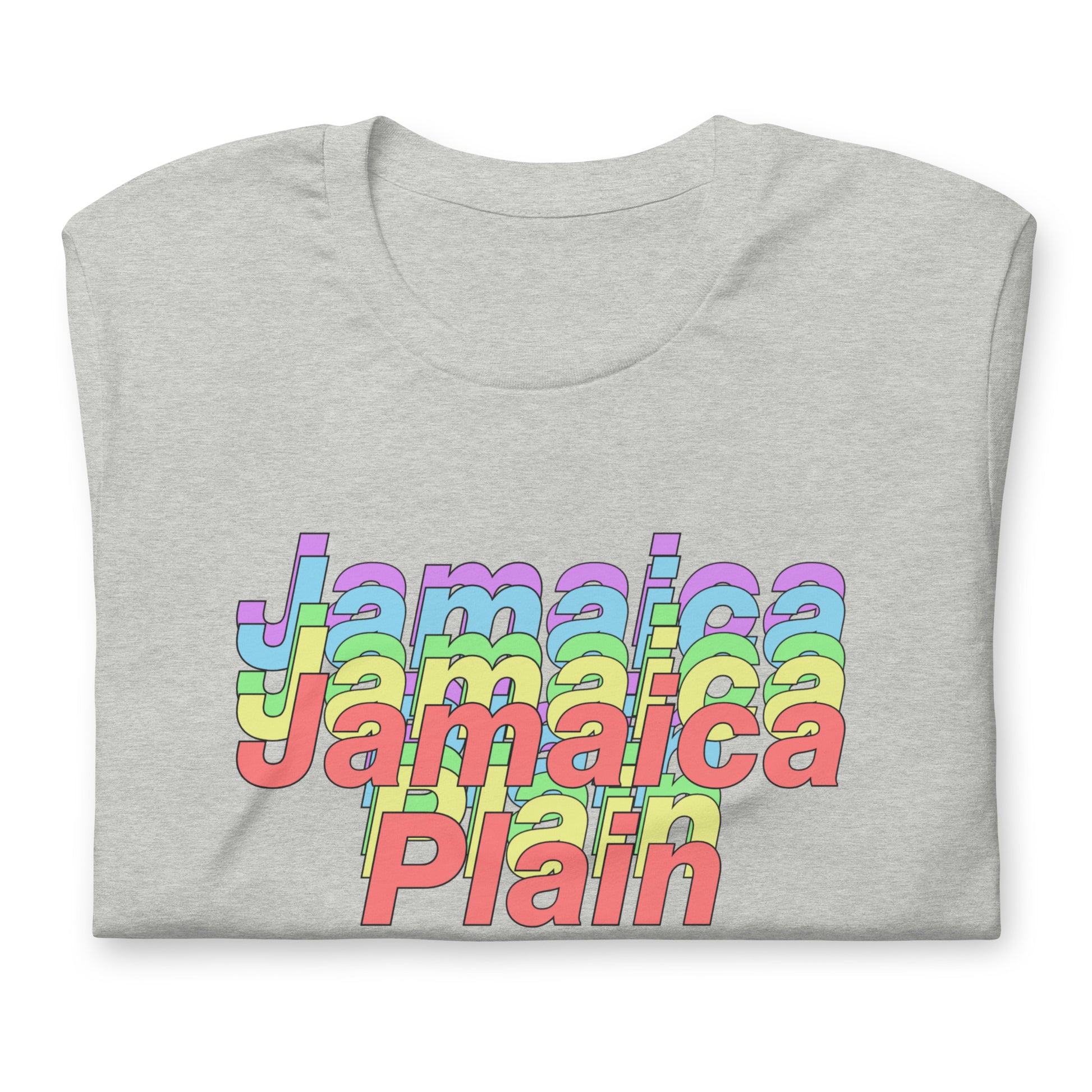 Jamaica Plain, Boston MA t shirt, grey, folded