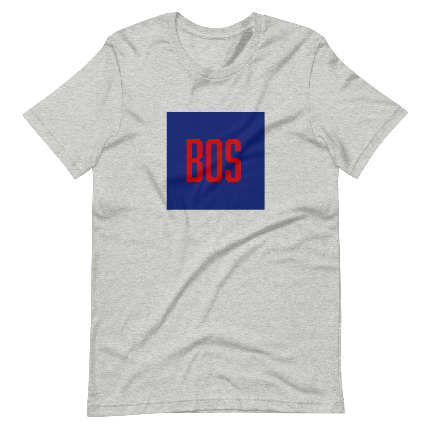 Boston t shirt with "BOS" abbreviation, grey